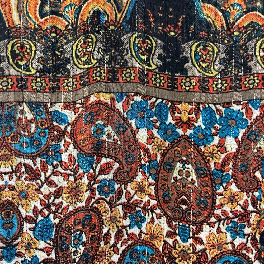 Anthropologie- Meadow Rue Multi Metallic Paisley Blouse Size XS_7